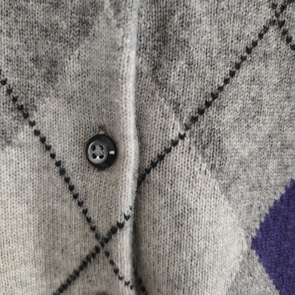 Apt 9 Cashmere Argyle Grey And Purple Sweater M - Picture 7 of 11